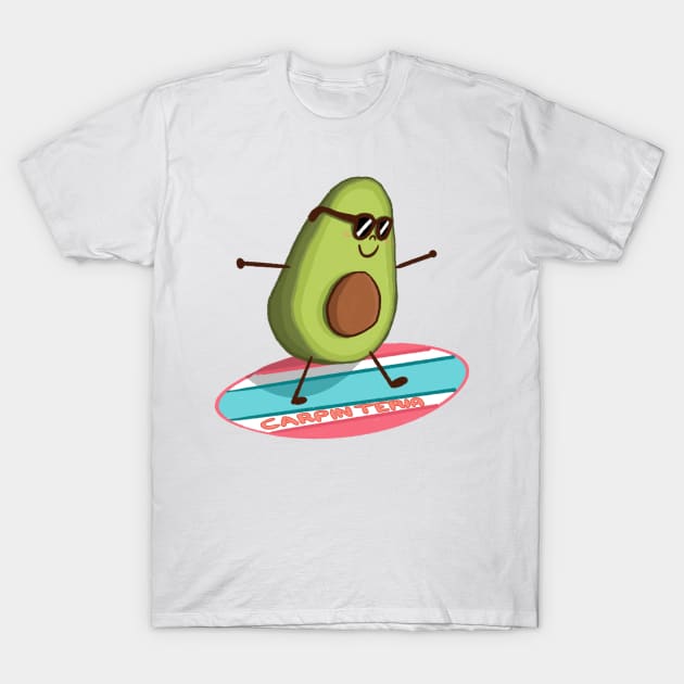 Carpinteria California Avocado Surfing T-Shirt by avadoodle